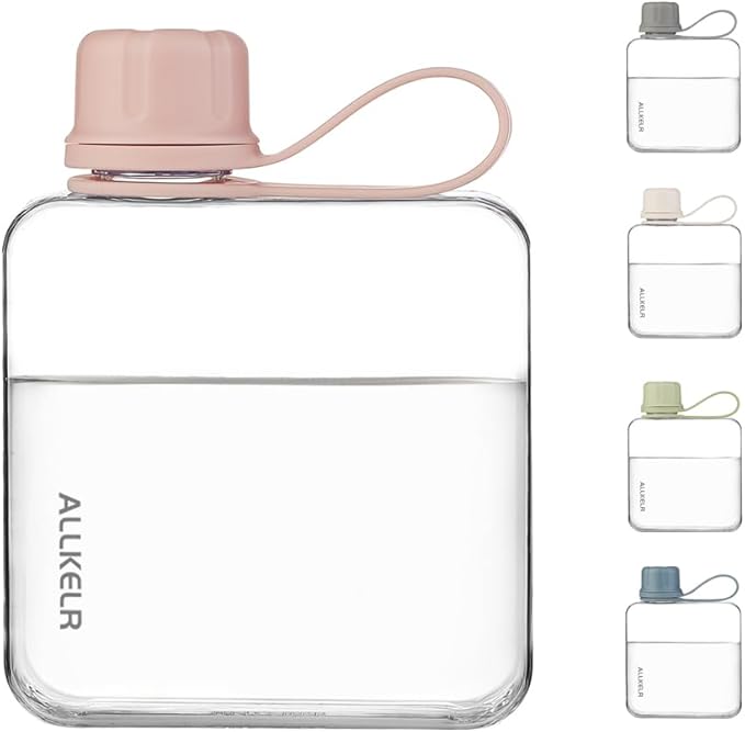 Portable Flat Water Bottle, BPA Free Reusable Tritan Plastic Travel Water - Image 3