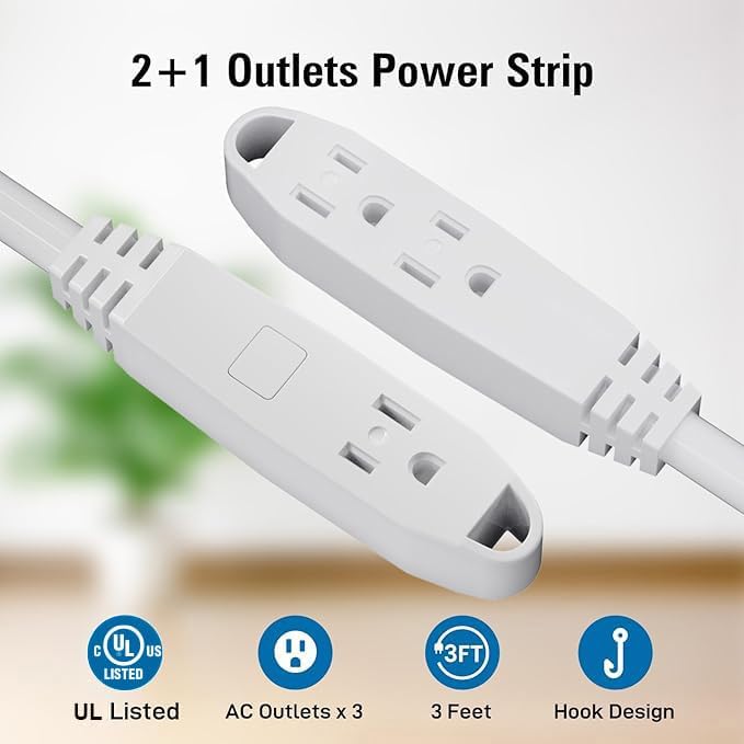 K KASONIC - 50-Feet 3 Outlet Extension Cord, UL Listed, 16/3 SJTW 3-Wire - Image 3