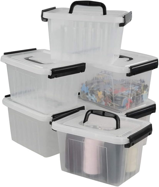 Small Plastic Storage Box, 6-Pack 3 Liter Storage Bins with Lid