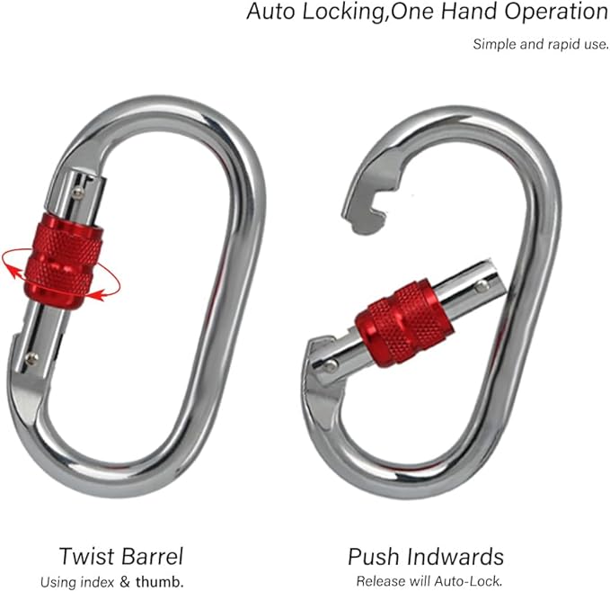 Heavy Duty Locking Climbing Carabiner Clip CE Rated 25 kN 5600 LB Rugged - Image 6