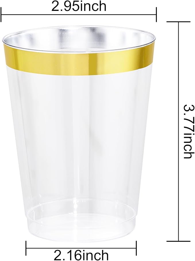 I00000 60PCS Gold Plastic Cups, 10 oz Clear Disposable Cups - Image 2
