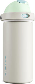 POWCAN 18 oz Steel Insulated Water Bottle: 2-in-1 Push-Button Spout & Flip by POWCAN
