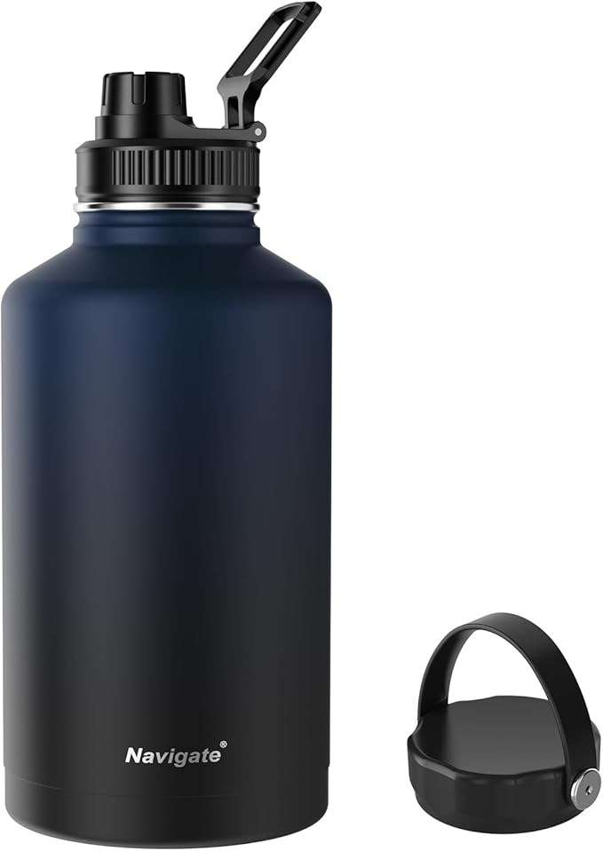 Navigate 64 oz Stainless Steel Insulated Water Bottle, Double Walled Leak Proof by Navigate