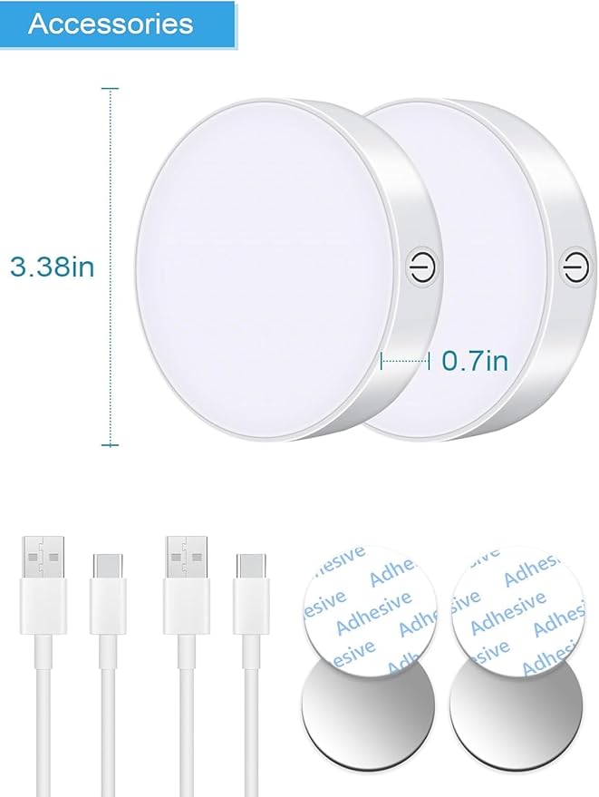 WILLED 3000K Dimmable Touch Lights, Battery Rechargeable Tap Lights, Magnet - Image 2
