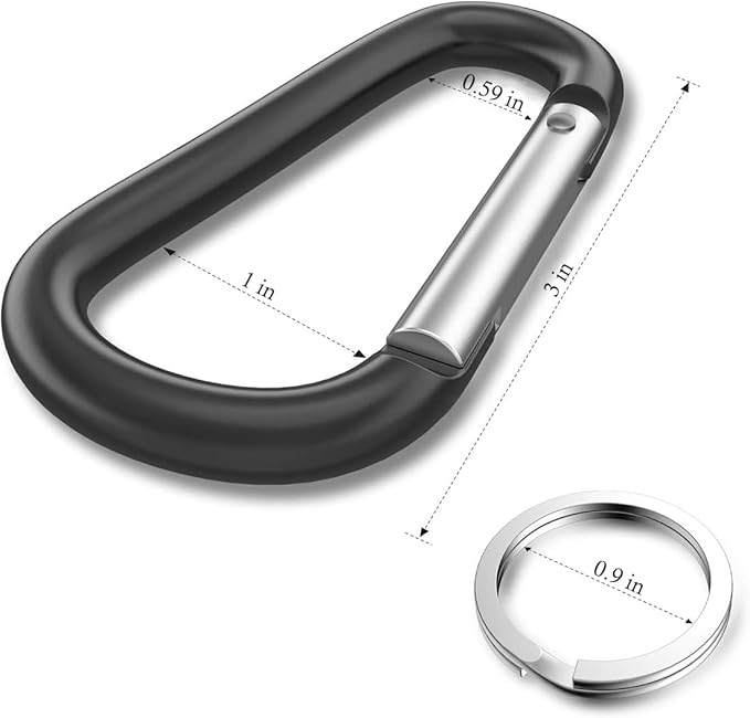 Carabiner Keychain Clip -3" Aluminum Carabiner D Ring, Caribeener Clips - Image 3