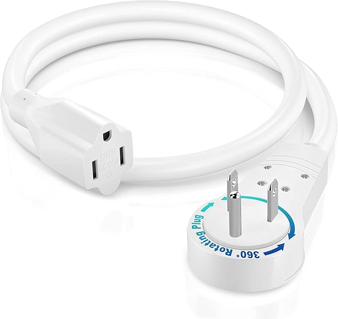 Maximm's 1 Foot White Flat Plug Extension Cord by MaximmCable