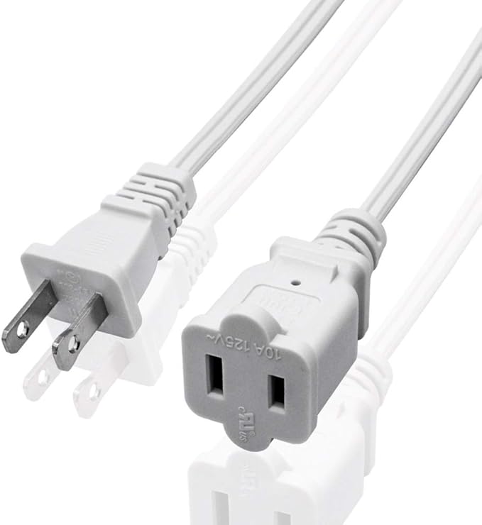 2-Pack Indoor Extension Cord 10FT, 2 Prong Extension Cords White, US - Image 4
