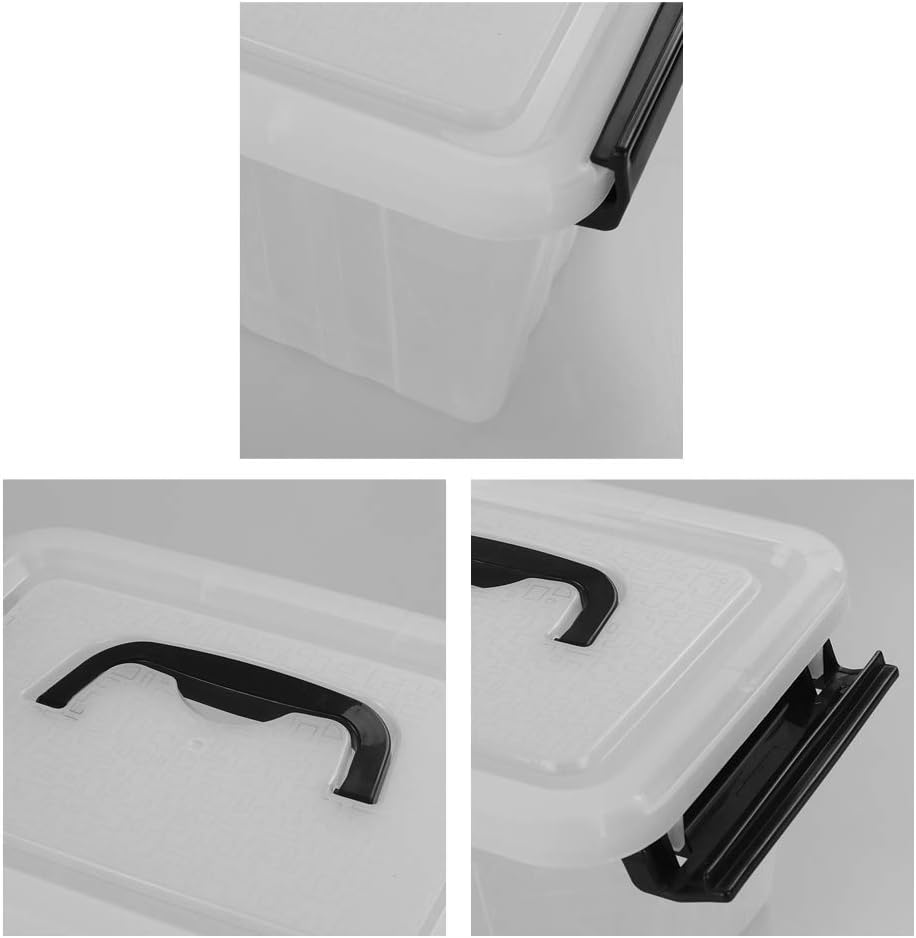 Bringer 3 Quart 6-Pack Clear Plastic Storage Boxes, Latch Box with Black Handle