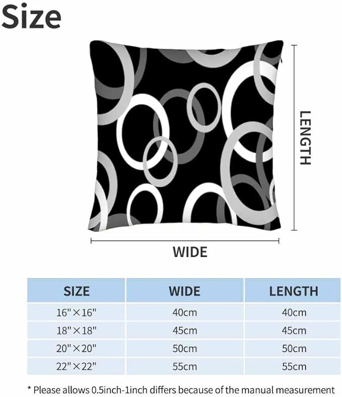 Abstract Geometric Circle 18 X 18 Pillow Covers Black White Decor Artwork Set - Image 6