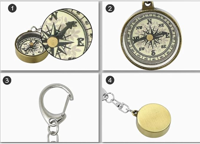 Mini Compass Keyring, Handheld Compass - Image 6