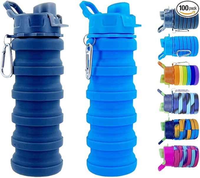 Collapsible Water Bottles 2 Pack Silicone Water Bottle by konlongzan