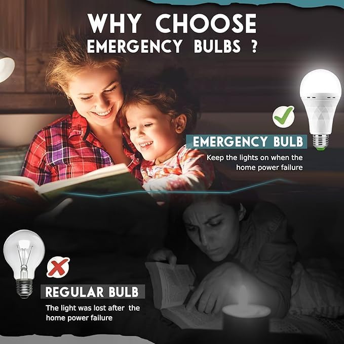 Emergency Rechargeable Light Bulbs, Battery Powered LED Light Bulb Daylight E26 - Image 5