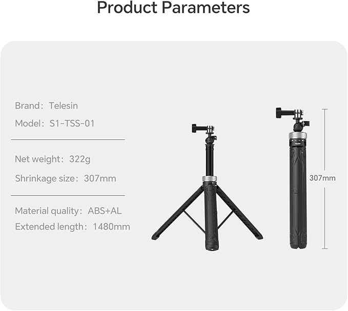 TELESIN 59in Long Selfie Stick Tripod - Image 6