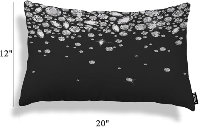 EKOBLA Shiny Diamond Rectangle Pillow Cases White Crystal Sparkle Gemstone - Image 4