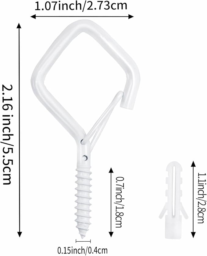 60 Pcs White Eye Hooks Screw Heavy Duty, Ceiling Hooks - Image 2