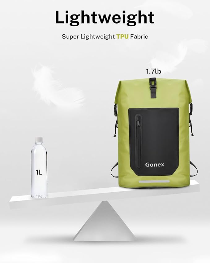 Gonex Ultralight Waterproof TPU Backpack, 35L Roll Top Dry Bag - Image 3