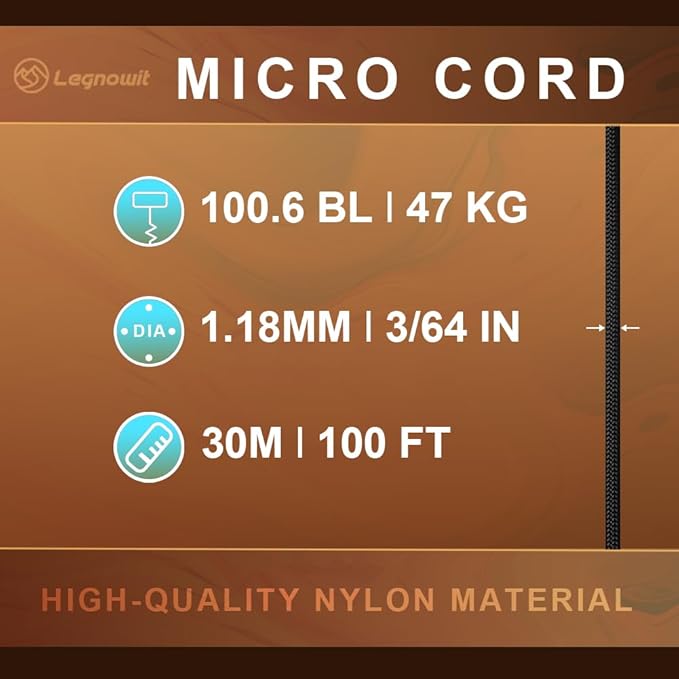 Micro Paracord, 1.18mm x 100ft Thin Mini Utility Braided Small Paracord - Image 2