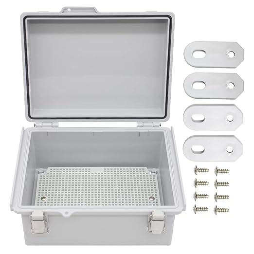 Electrical Junction Box with Mounting Plate, Hinged Cover Stainless Steel by AIRTAK