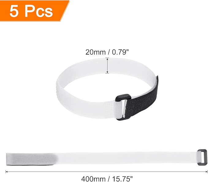 MECCANIXITY 5Pcs Reusable Battery Tie Down Straps, 0.8x16" White Nylon - Image 2