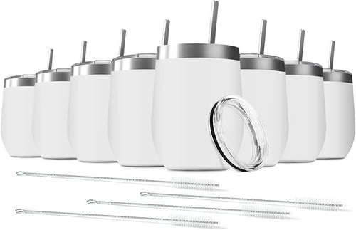 8 Pack 12 oz Stainless Steel Wine Tumbler by Deitybless