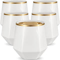Oojami 40 Pack Diamond Stemless Plastic Wine Glasses Gold Rim, 12 Oz Disposable by Oojami