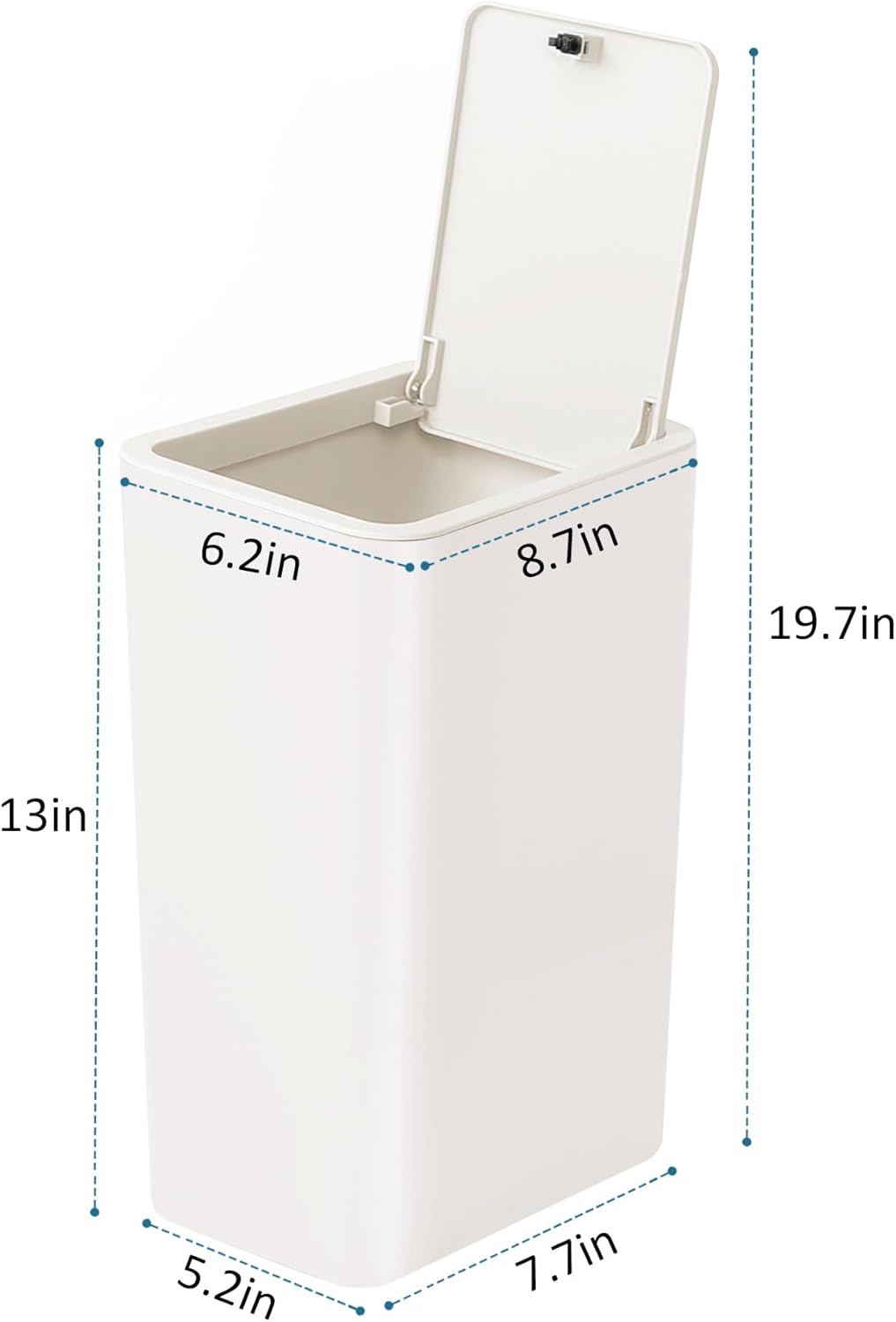 TIPGO Bathroom Trash Can with Lid, 10 Liter/ 2.6 Gallon Slim Garbage Can, Small Trash Bin Waste Basket with Pop-Up Lid for Kitchen, Bedroom, Living Room, Office (White)