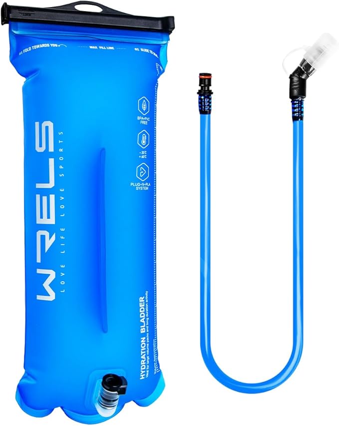 WRELS 1L/1.5L/2L/3L BPA Free Hydration Bladder, Leakproof TPU Water Bladder by WRELS