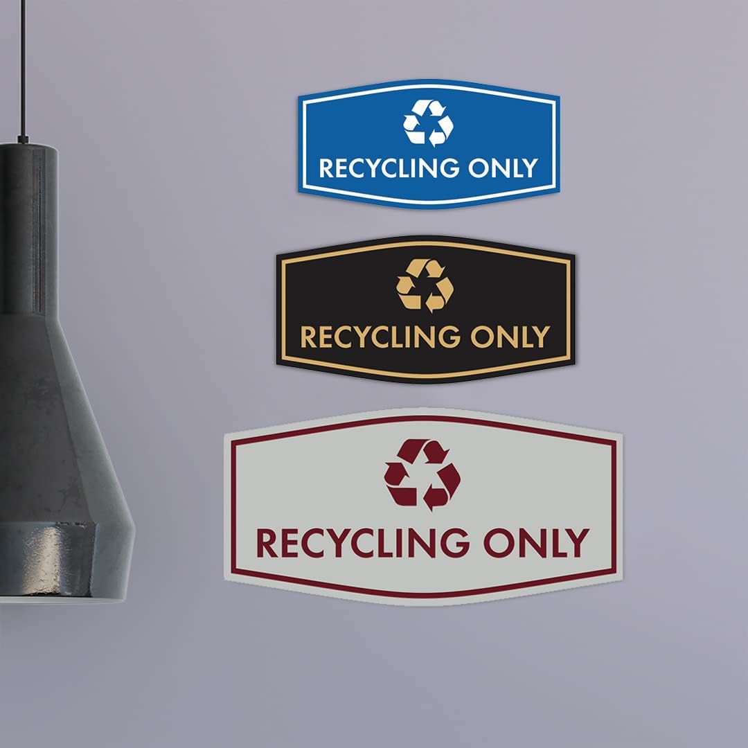 Fancy Recycling Only Sign (Navy Blue/White) - Medium