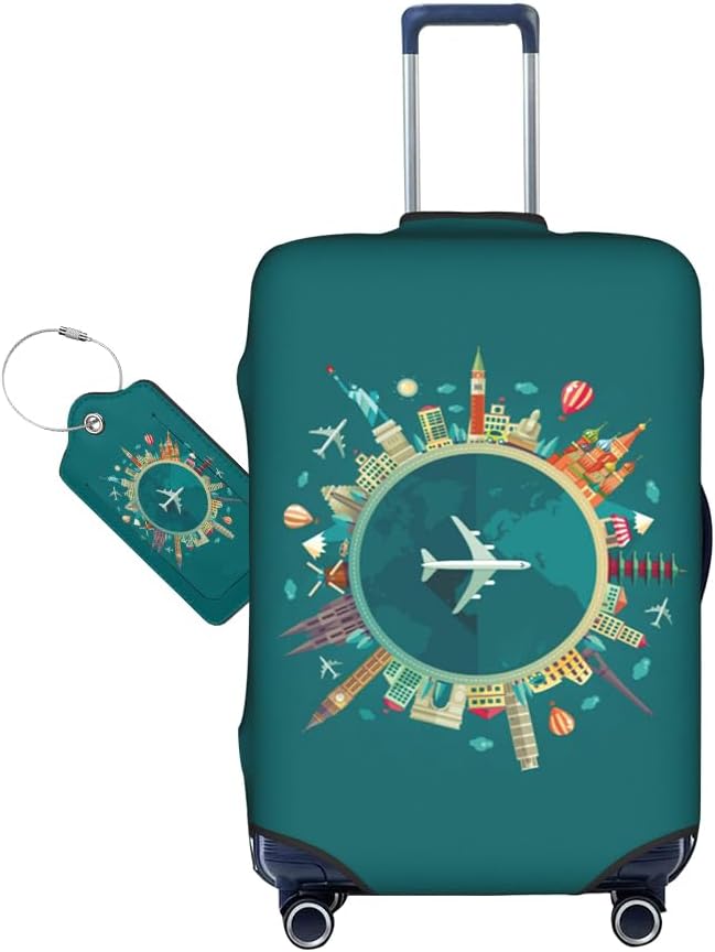 World Travel Luggage Covers and Luggage Tags Tsa Approved, Elastic Washable by Vridoyt