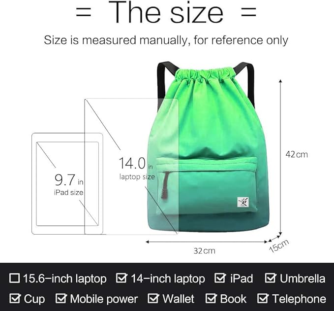 Waterproof Drawstring Bag, Gym Bag Sackpack Sports Beach Backpack - Image 7
