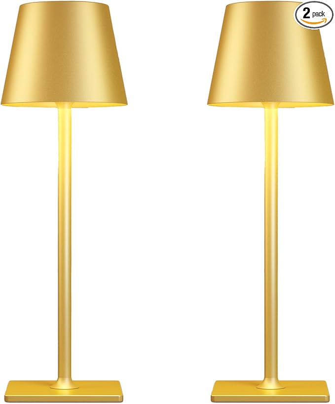 Yogaret 2 Pack Gold Rechargeable Table Lamps, Cordless Lamp by YogaretCeilingLight