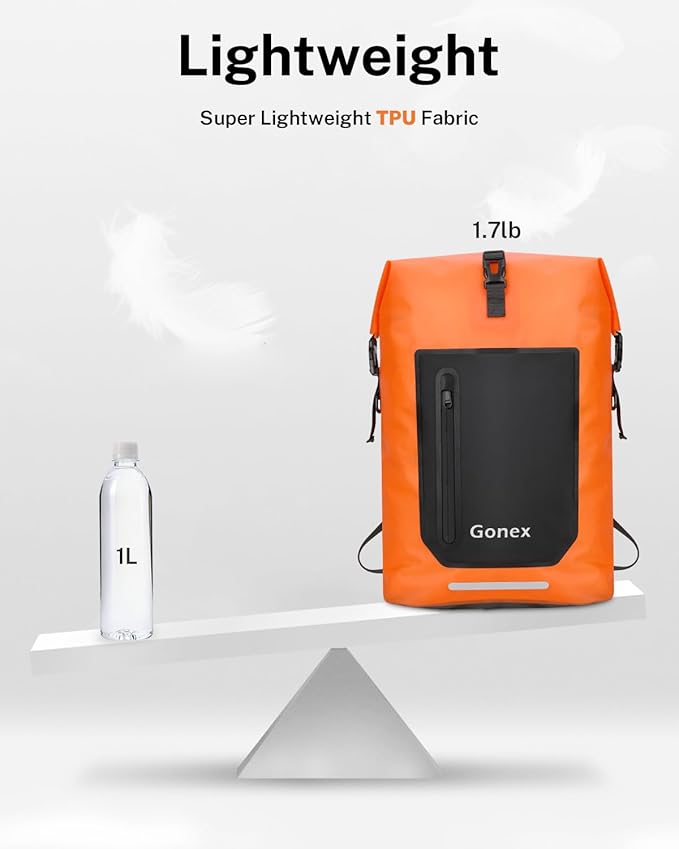 Gonex Ultralight Waterproof TPU Backpack, 55L Roll Top Dry Bag - Image 3