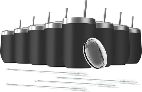 8 Pack 12 oz Stainless Steel Wine Tumbler by Deitybless