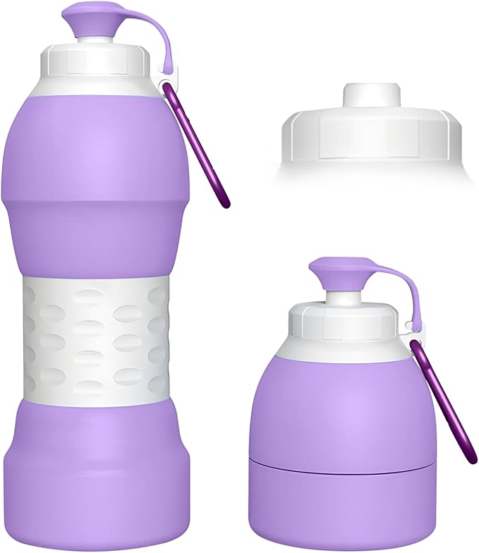 Collapsible Lightweight 20oz Water Bottle, Food-Grade Silicone BPA Free by Unknown