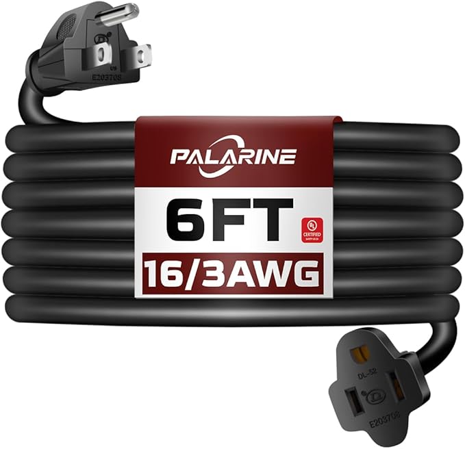 6ft Black Outdoor Extension Cord Waterproof, UL Listed, 16/3 SJTW Heavy Duty 3 by PALARINE