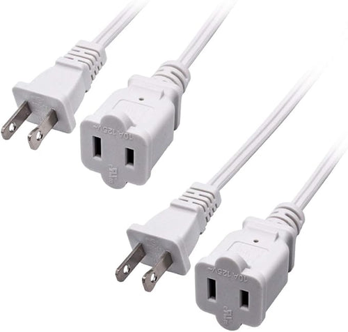 2-Pack Indoor Extension Cord 10FT, 2 Prong Extension Cords White, US by Yeatel
