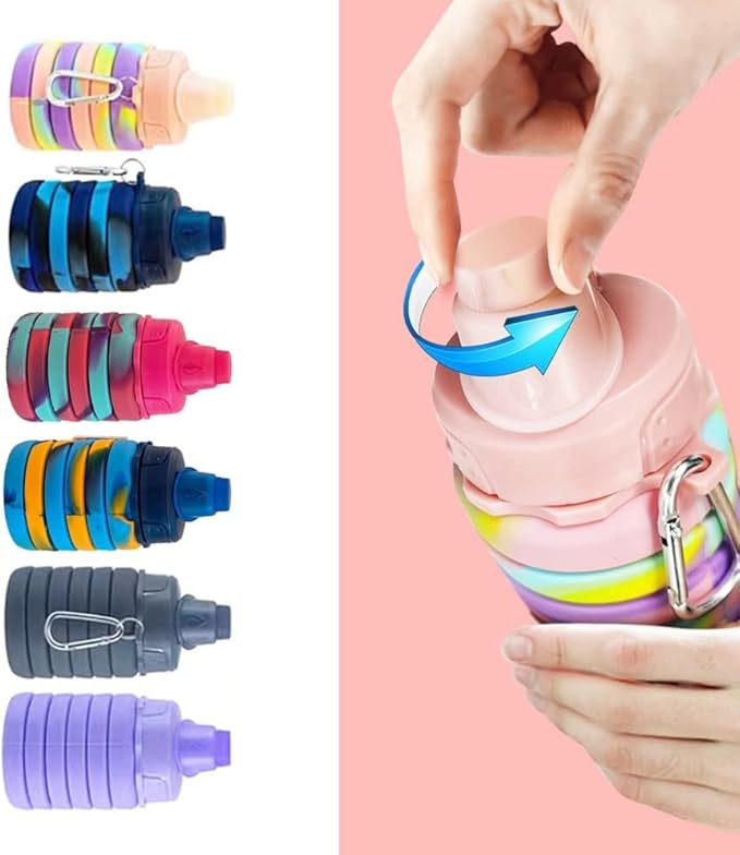 Collapsible Water Bottles 3 pack Travel Water Bottle Portable Hiking Water - Image 4
