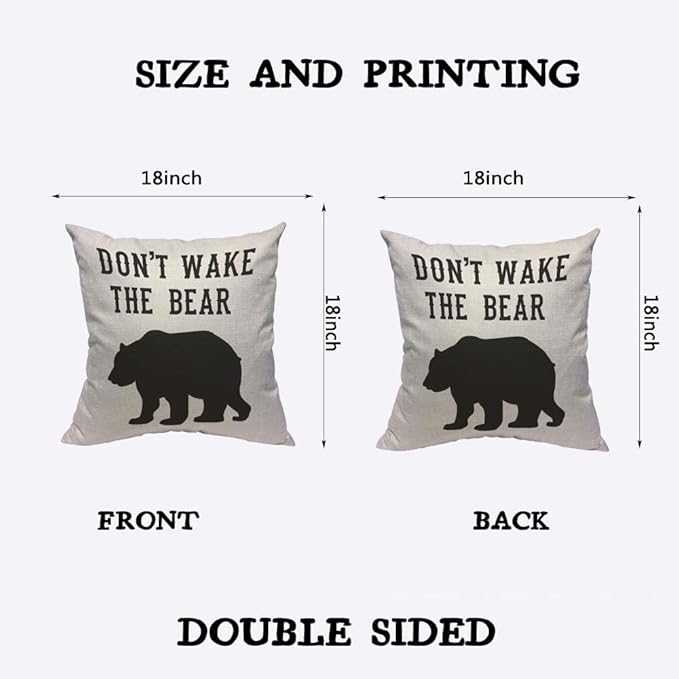 TKS MITLAN Don't Wake The Bear Decorative Pillow Covers Cool Animal Bear Black - Image 2