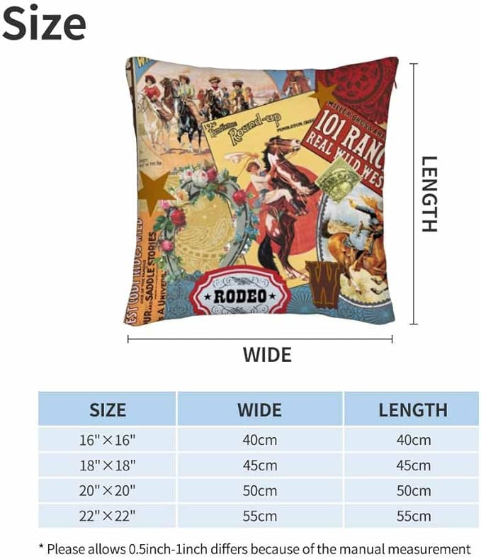 Cowgirls Wild West Pillow Covers 18 X 18 Far East Rodeo Round Up Win Ride Horse - Image 6