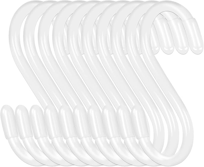 DINGEE 30 Pack 3 Inch White S Hooks, Vinyl Coated Heavy Duty S Hook by DINGEEUtilityHook