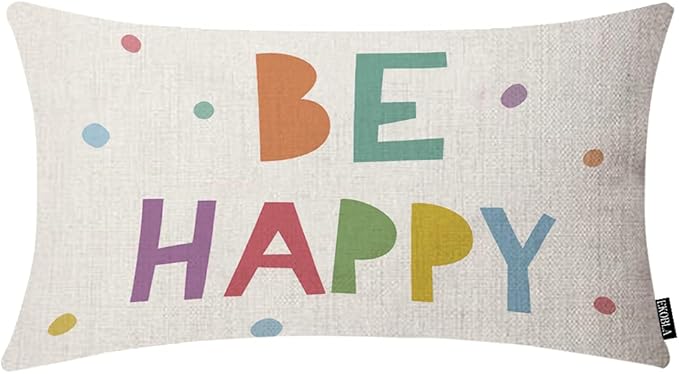 EKOBLA Be Happy Home Decorative Rectangle Pillow Cases Colorful Dots Cheerful by EKOBLA