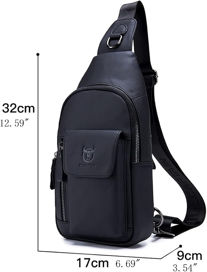 Hebetag Leather Sling Bag Hiking Daypack - Image 5