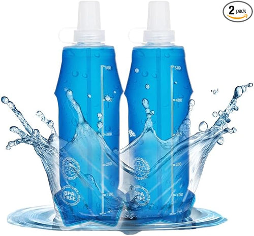 2 Pack Collapsible Water Bottle 500ml – BPA-Free Foldable Soft Flask by Unknown