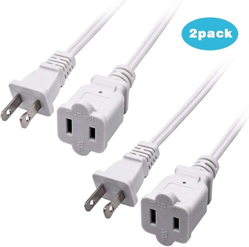 2-Pack Indoor Extension Cord 10FT, 2 Prong Extension Cords White, US - Image 2