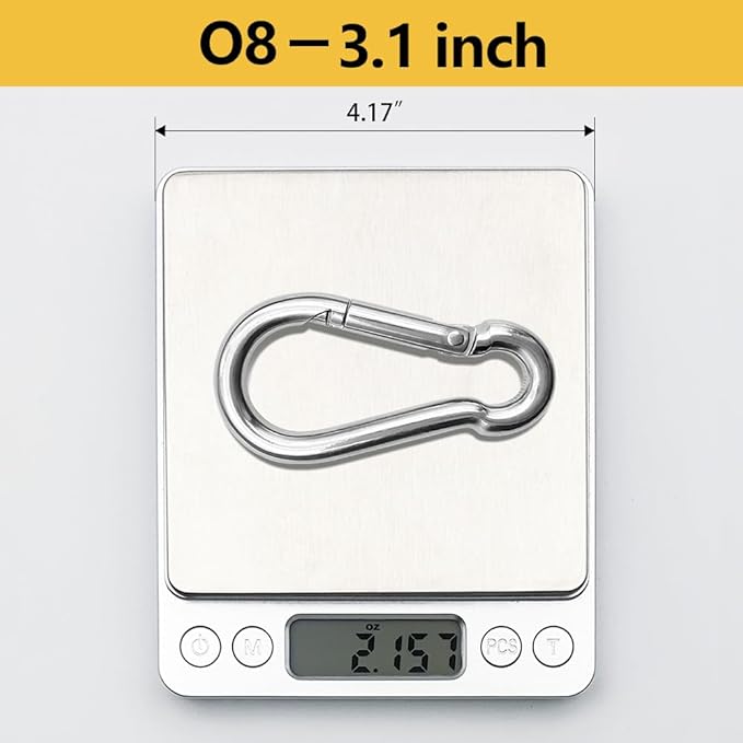Stainless Steel Carabiner Clips Heavy Duty.Spring Snap Hook Carabiner 12 Pack. - Image 5