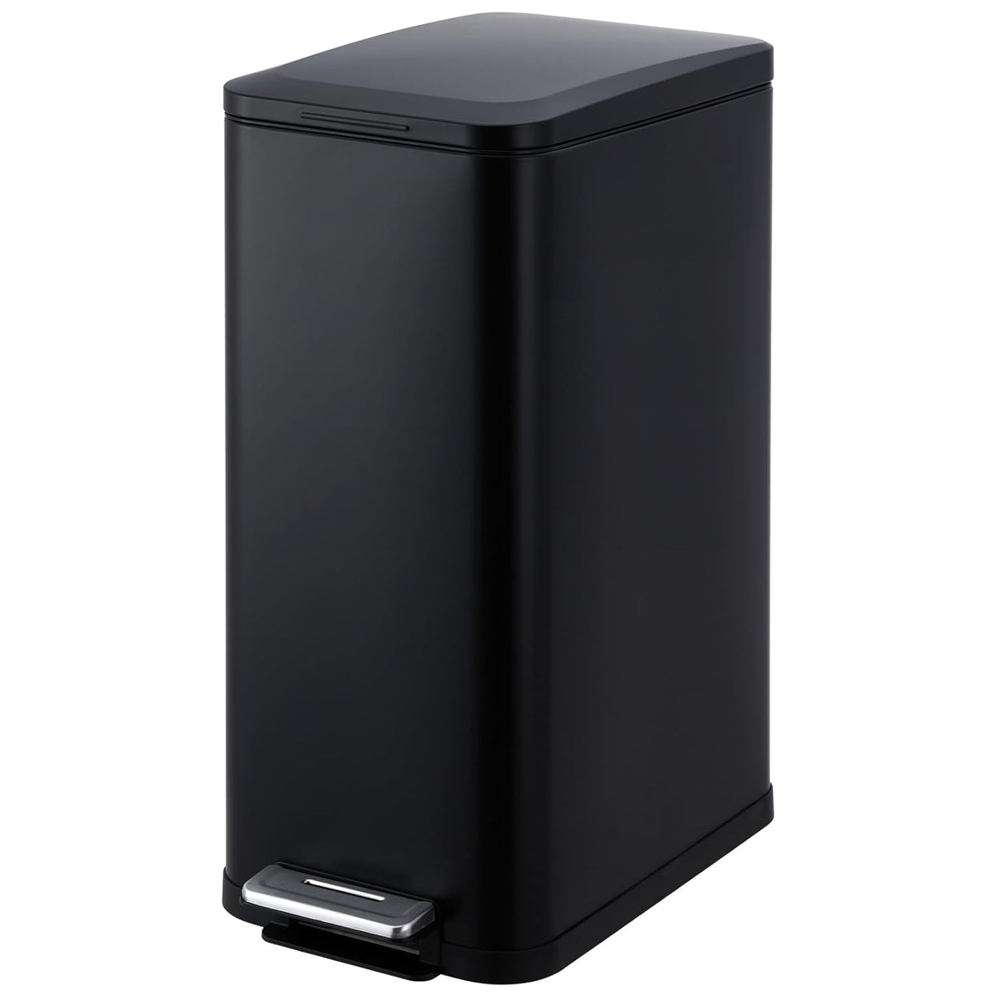 13.2 Gallon / 50L Kitchen Trash Can, Slim Stainless Steel Garbage Can with Removable Inner Bucket, Fingerprint-Proof Step Rubbish Bin with Soft-Close Lid for Narrow Space, Black