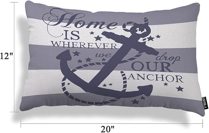 EKOBLA Nautical Pillow Covers Home is Wherever We Drop Our Anchor Waist Lumbar - Image 5