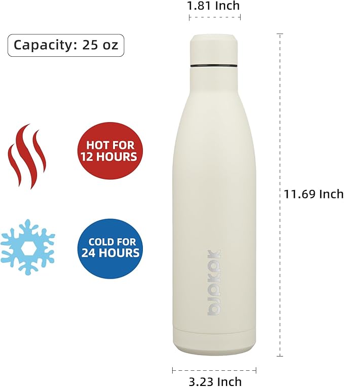 BJPKPK 25oz Insulated Water Bottle Double Wall Vacuum Insulated Stainless Steel - Image 2
