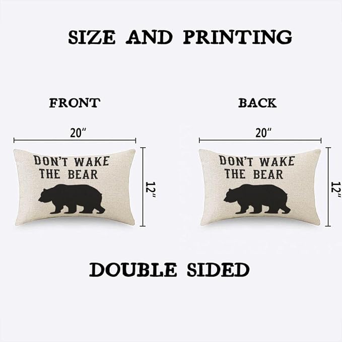 TKS MITLAN Don't Wake The Bear Decorative Pillow Covers Cool Animal Bear Black - Image 4