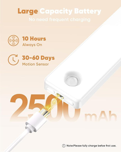 2 Pack Under Cabinet Lighting, Motion Sensor Light Indoor, Rechargeable Closet - Image 2